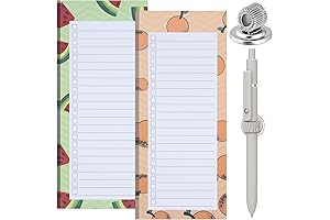 Magnetic Notepad Set: 2 Magnetic Notepads for Refrigerator & Magnetic Pen Holder