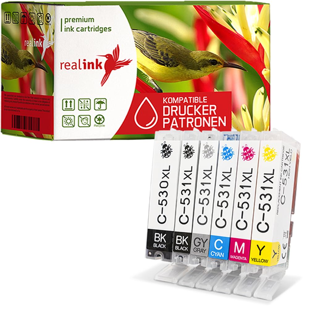 realink kompatible Druckerpatronen PGI-530 CLI-531 XXL mit Chip passend für die Drucker TS8750 TS8751