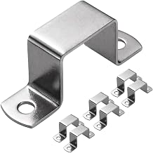 Square Pipe Clamp Stainless Steel Silver Strap Post Straps U Shaped Connector Bracket Shelf Support Clips Balcony Railing Stair Railing 6-Pack1