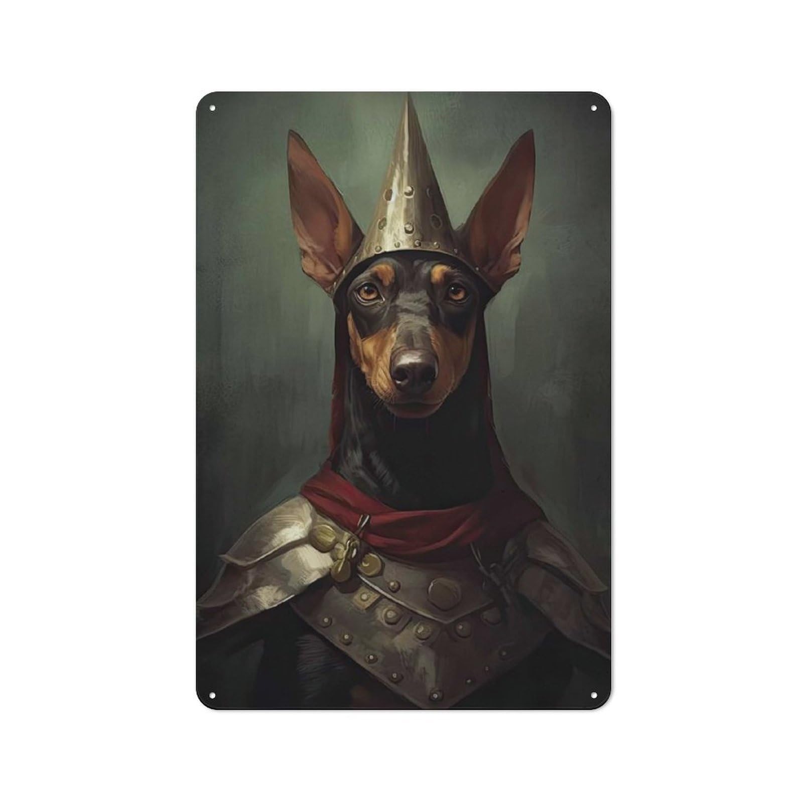 Office Metal Sign with Doberman Viking Design 30x20cm, Classic Study Room Decor for Office, Study, Studio Or Hallway