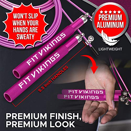 Jump Rope with 2 Adjustable Speed Rope Cables - Weighted - Skipping Rope for Men, Women and Kids - Jumping Rope for CrossFit, Boxing, MMA, Fitness Workout, Cardio Exercise - Professional Jump Ropes