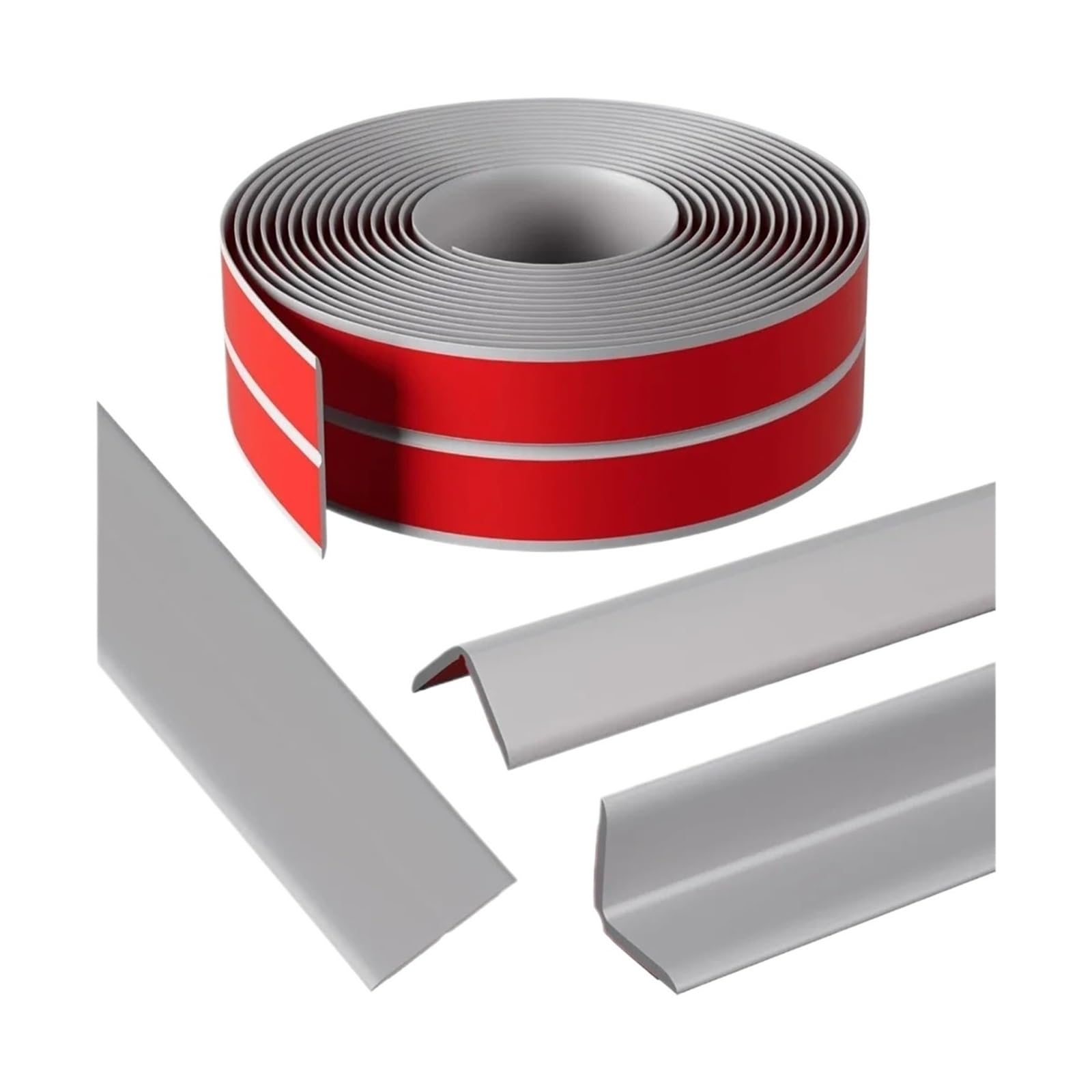 Flexible Laminate Beading Self Adhesive Wall Corner Protector Peel and Stick Flexible Moulding Trim Bendable Floor Transition Strip Ceiling(Grey-4cm x 3m)