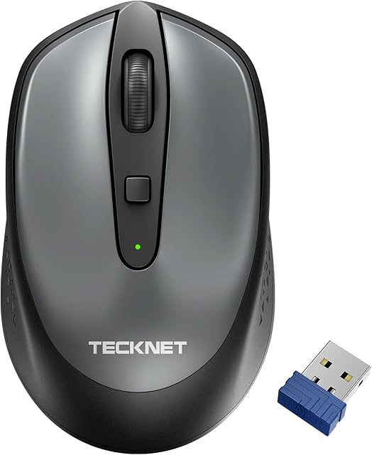 TECKNET Wireless Mouse for Laptop, 2.4G Cordless USB Mouse Portable Computer Mouse, 3 Buttons, 2000 DPI with 3 Adjustable Levels for Windows XP/10/8/7 MAC/Notebook, PC, Computer Office Home Work
