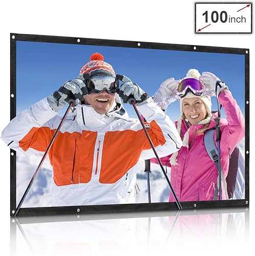 Pantalla de proyector de 120 pulgadas, pantalla de proyector de película 169, plegable y portátil, antiarrugas, proyección para interiores y