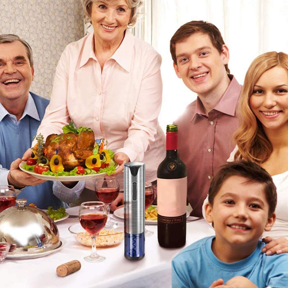 Abridor de vinos electrónicos, Recargable Sacacorcho automático de Vino Conjunto de Abrigos de Vino Cutter de lámina de Vino y Cable de Carga USB, para hogar, Restaurante, Fiesta y como Regalo