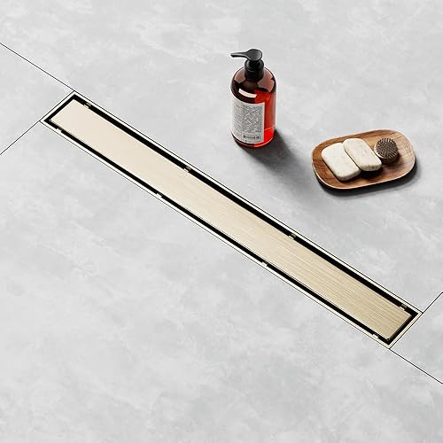 Linear Shower Drain 18 Inch Gold, Shower Drain with 2-in-1