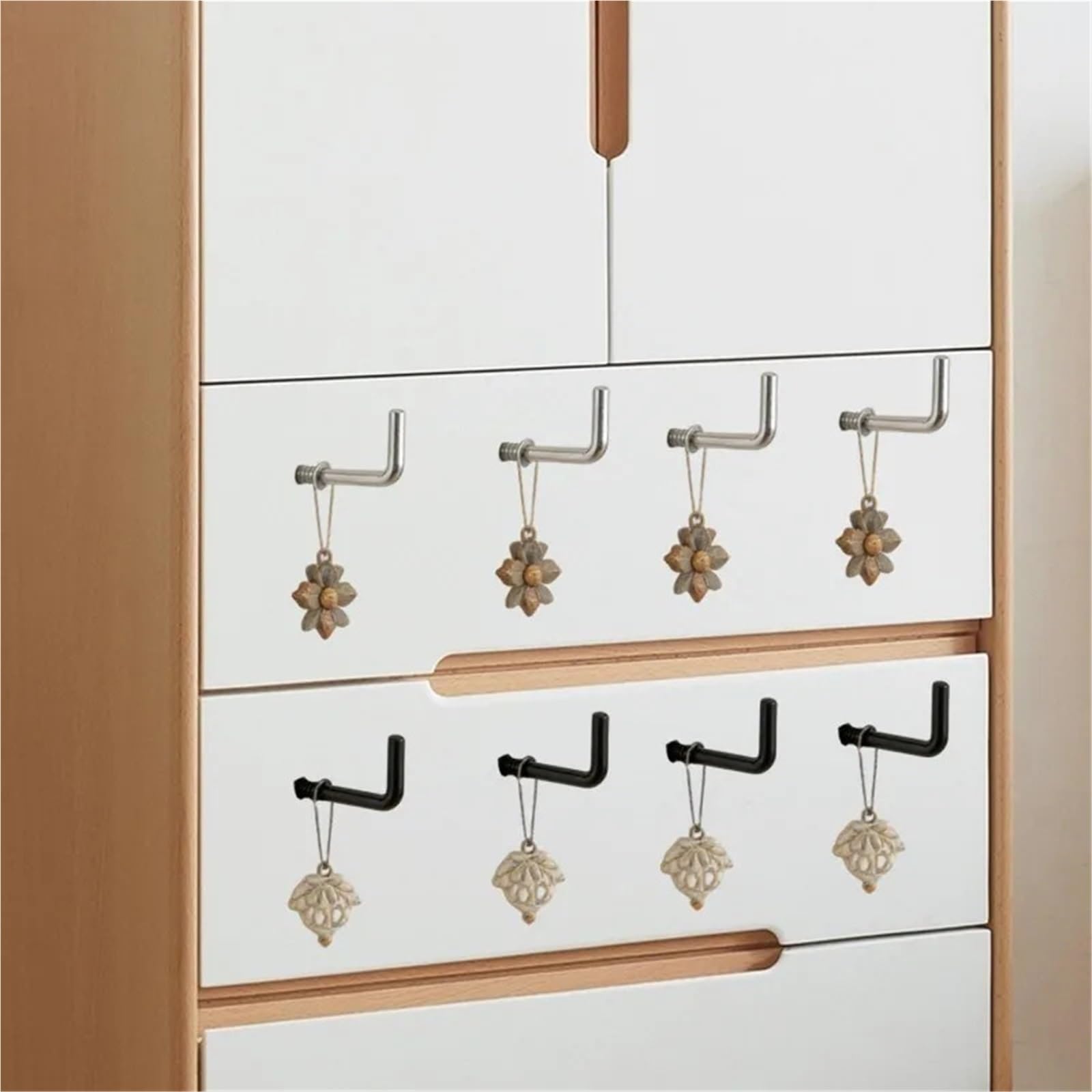 Crochet en L Mural Vis autotaraudeuse robuste, crochet métallique en forme de L, plafond à Angle droit for suspendre l'organisateur de la maison(Black,50PCS)