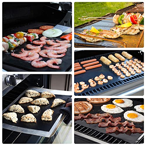 BBQ Grillmatte für Gasgrill 6er Set 40x33CM Antihaft Teflon Grillmatten Grillplatte Gasgrill,Backmatte Backpapier Wiederverwendbar für Holzkohlegrill (40 cm * 33 cm *6P) 2