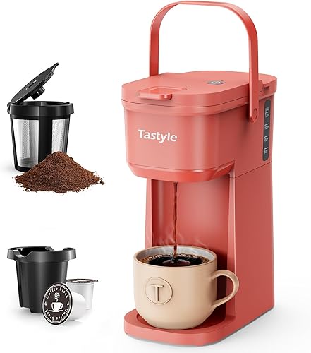 Miniatura 12 de Cafetera de Una Sola Porción de Una Taza, para Cápsulas K y Café Molido, Mini Cafetera con Mango Portátil, Tamaño de Preparación de 6 a 12 Oz, para