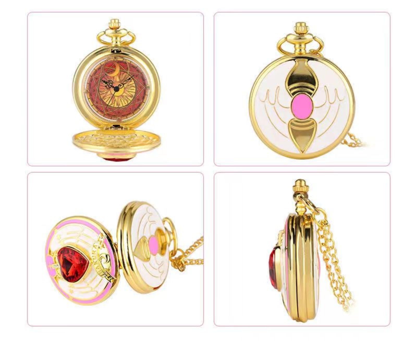 Orologi da Tasca, Orologio da Taschino for Ragazze con Pietra a Cuore in Oro