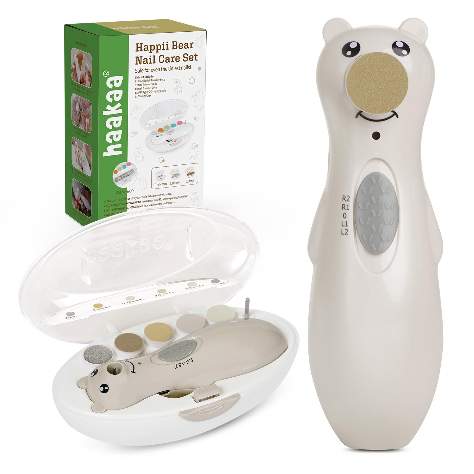 haakaa Rechargeable Baby Nail Trimmer with LED Light, Rechargeable Baby Nail File for Toddler/Newborn/Adults Toes and Fingernails, Additional