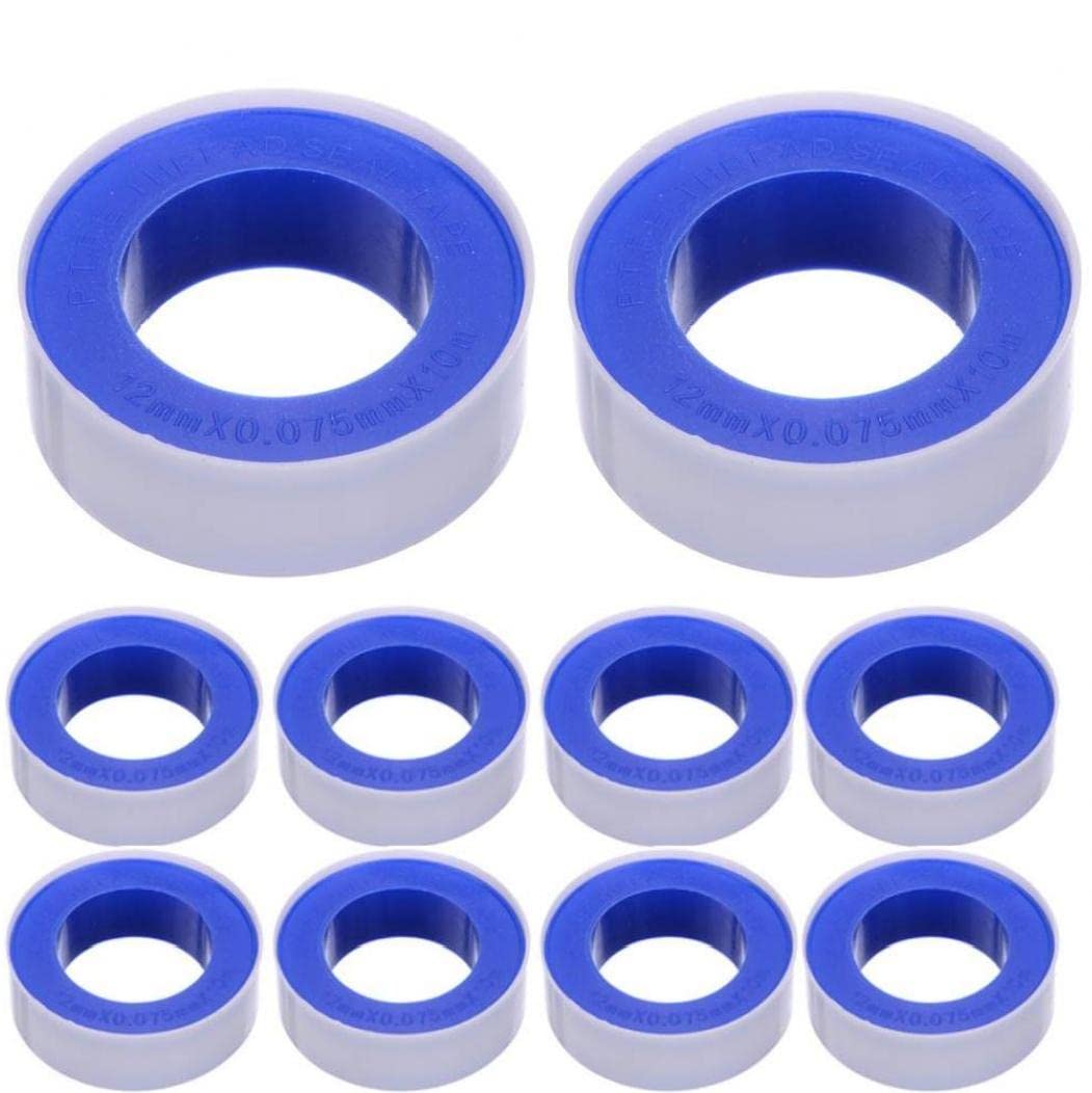 Froiny 10pcs 10m White Thread Tape PTFE Industrial Sealant Tape Water Plumbing Tape Pipe Repair Sealing Insulation Tape