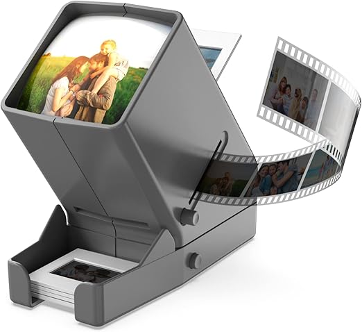 Rybozen 35mm Slide Viewer, 3X Magnification and Desk Top LED Lighted Illuminated Viewing and Battery Operation-for 35mm Slides & Positive Film Negatives(4AA Batteries Included)