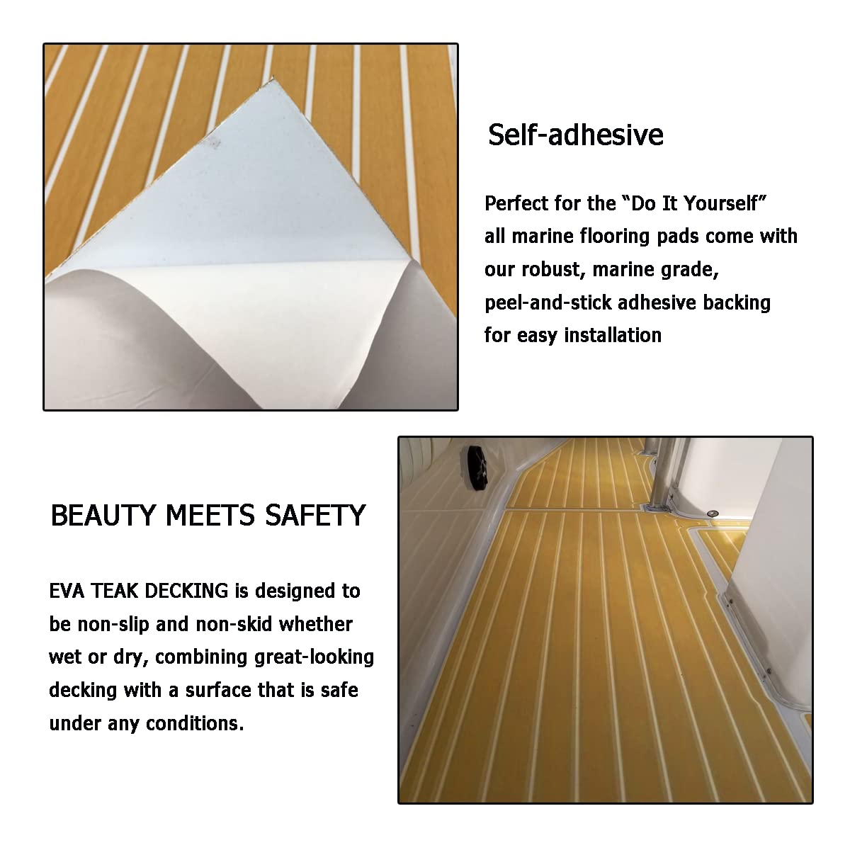 90 × 240cm Tapis Pont Bateau Synthétique de Decking Mousse EVA Autocollant Antidérapant pour Bateau Gonflable Convient pour VR, escaliers de Jardin, Entretien et décoration de terrasse