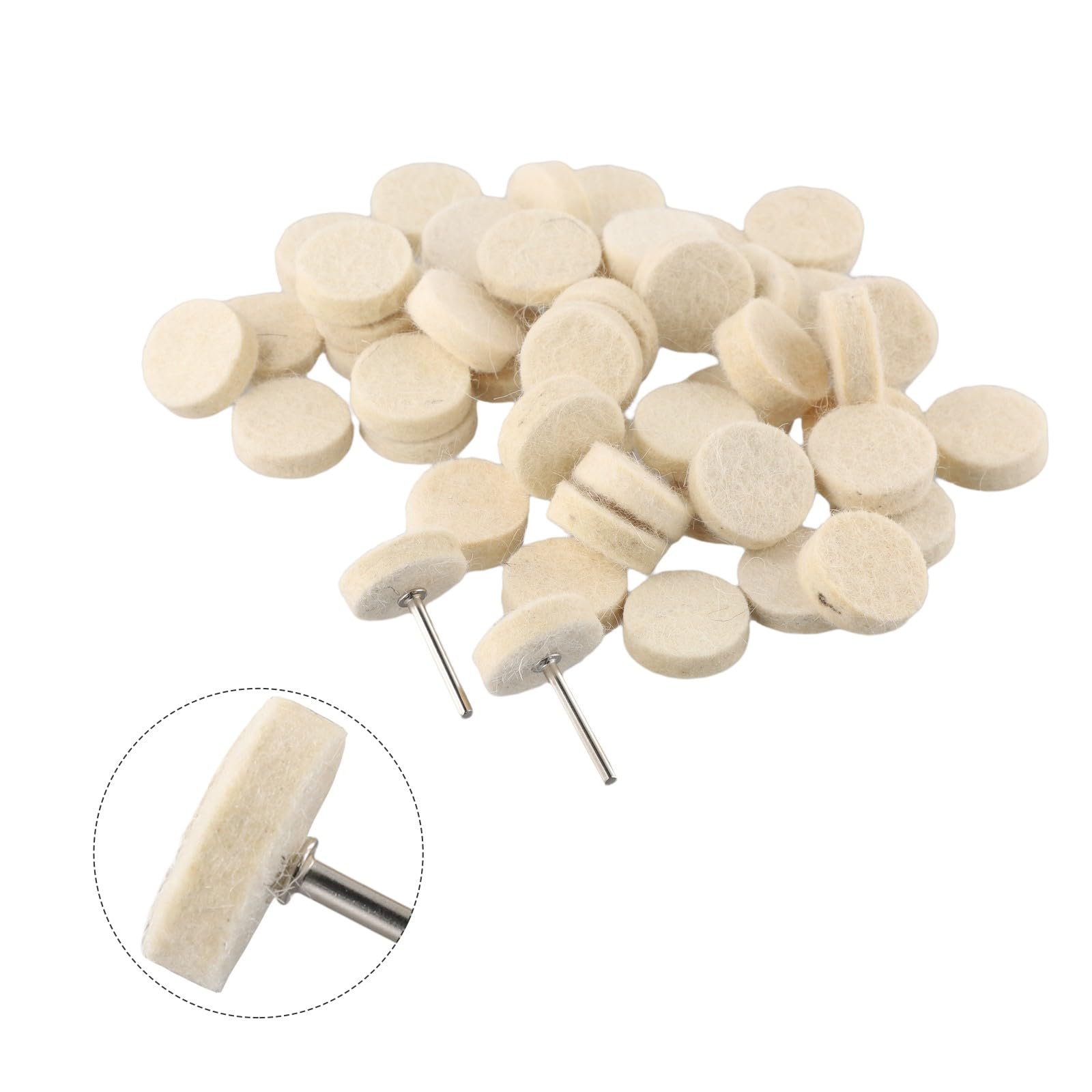 Ruote per lucidatura in feltro e lana 25 mm x 8 mm per smerigliatrici, 50 pezzi
