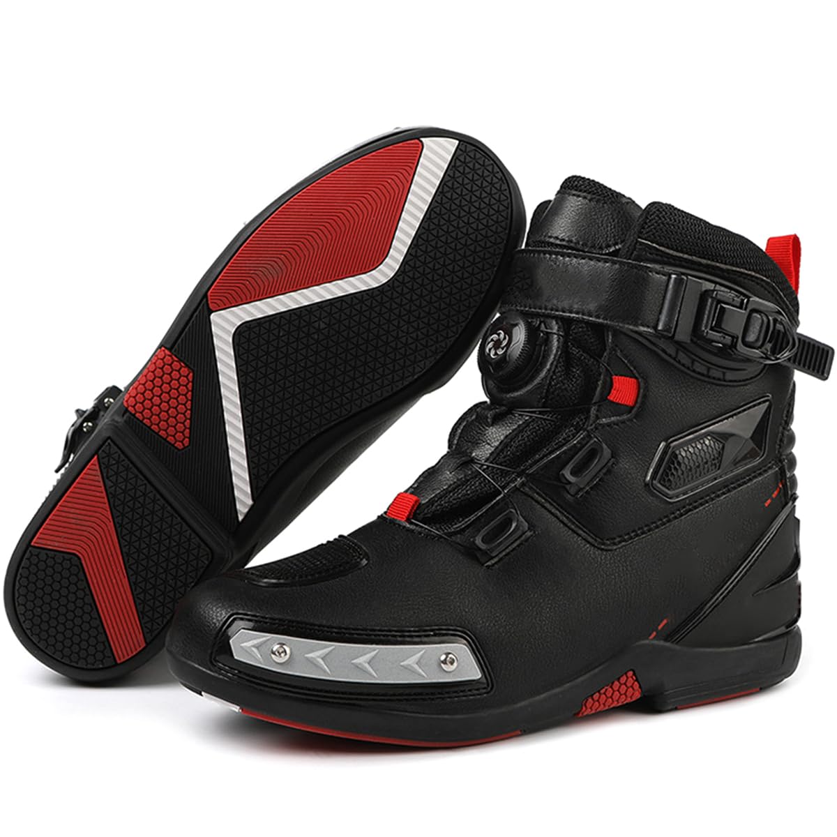 SDEQA Stivali da Moto Uomo Donna Scarpe Moto Impermeabili | Stivali Racing Motocross Protezioni Rinforzate Suola Antiscivolo, Impugnatura del Cambio Per Tutti I Tipi Di Guida