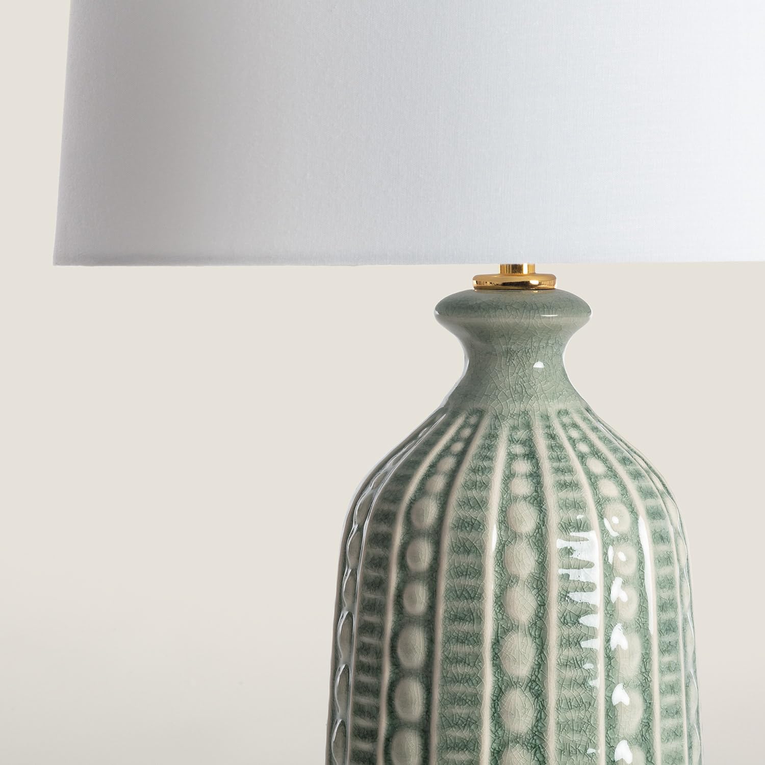 LEDKIA LIGHTING - Lampada da Tavolo Ceramica Zellin | Design Elegante | Compatibile con Lampadina E27 | Uso Interno | Altezza 570 mm, Verde Cachi, Ceramica