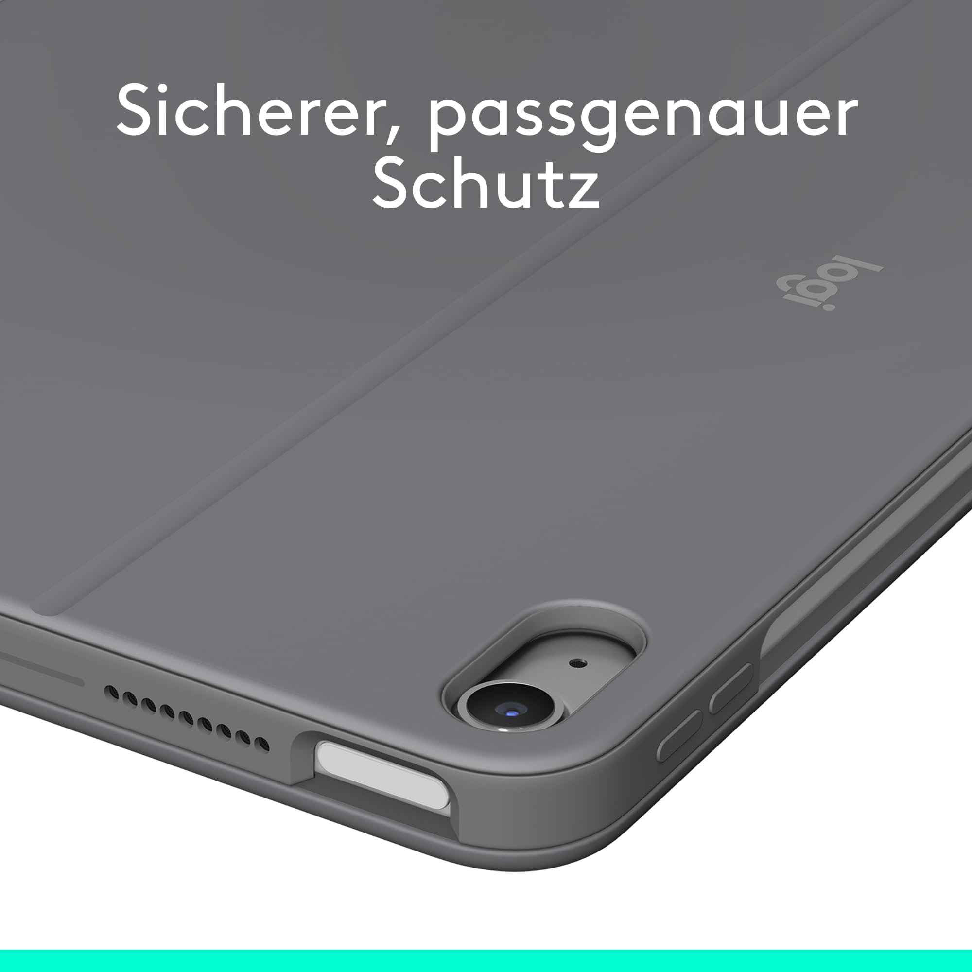 Logitech Combo Touch Tastatur-Case für iPad Air 11 Zoll (M2, M3, M4), abnehmbare Tastatur mit Hintergrundbeleuchtung, Deutsches QWERTZ-Layout, Grau