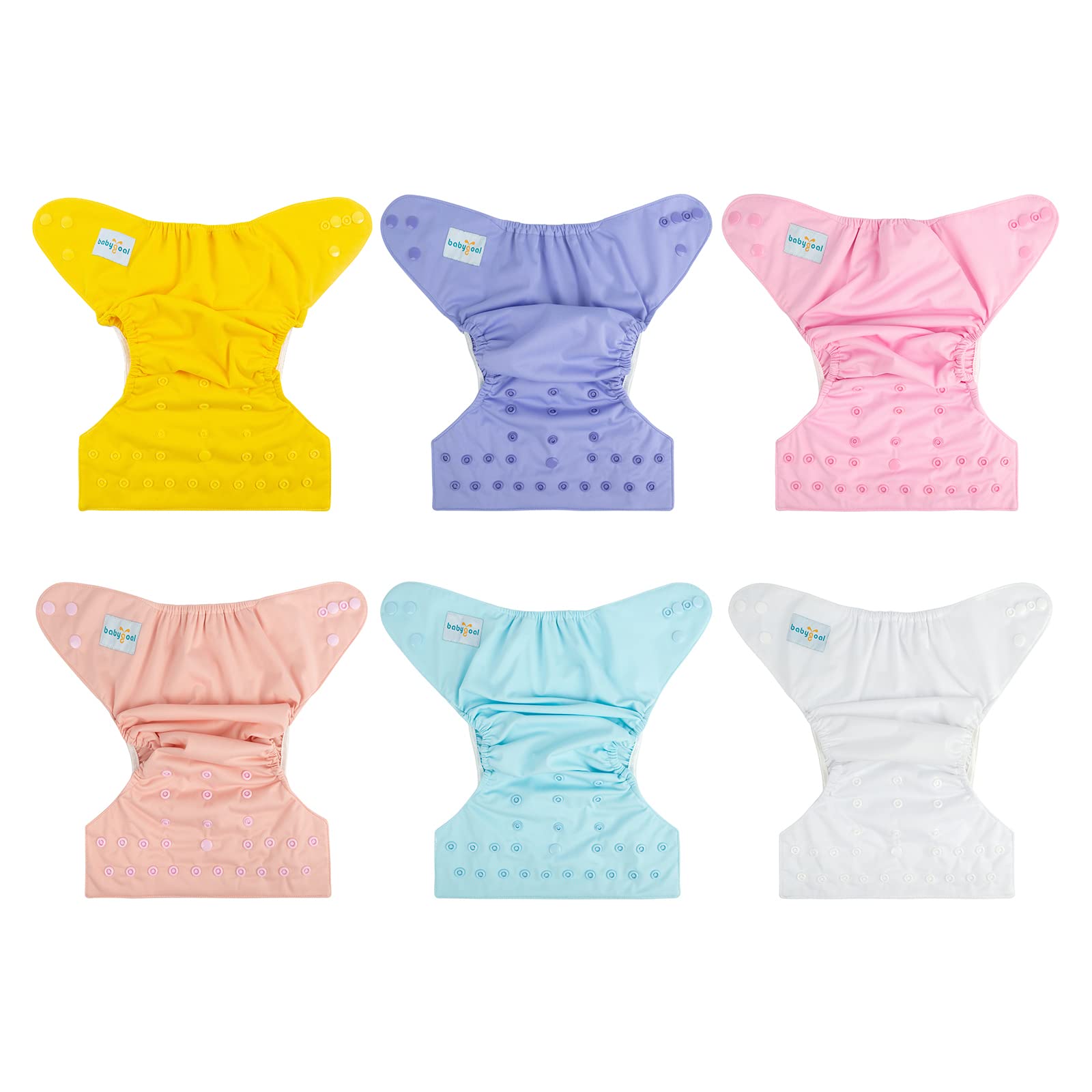 Babygoal Lot de 6 housses de couches en tissu + un sac humide gratuit, housses réglables réutilisables pour couches ajustées et pré-pliées, vêtements de bébé, Fille Couleur 03, 7 Piece Set