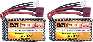 Fytoo 2PCS 7.4V 35C 1800mah Li-PO Battery for WLTYOS K929-B A959-B 12401 12402 12403 12404 12423 12428 144001 1/18 1/14 1/12 RC Toy Car Battery