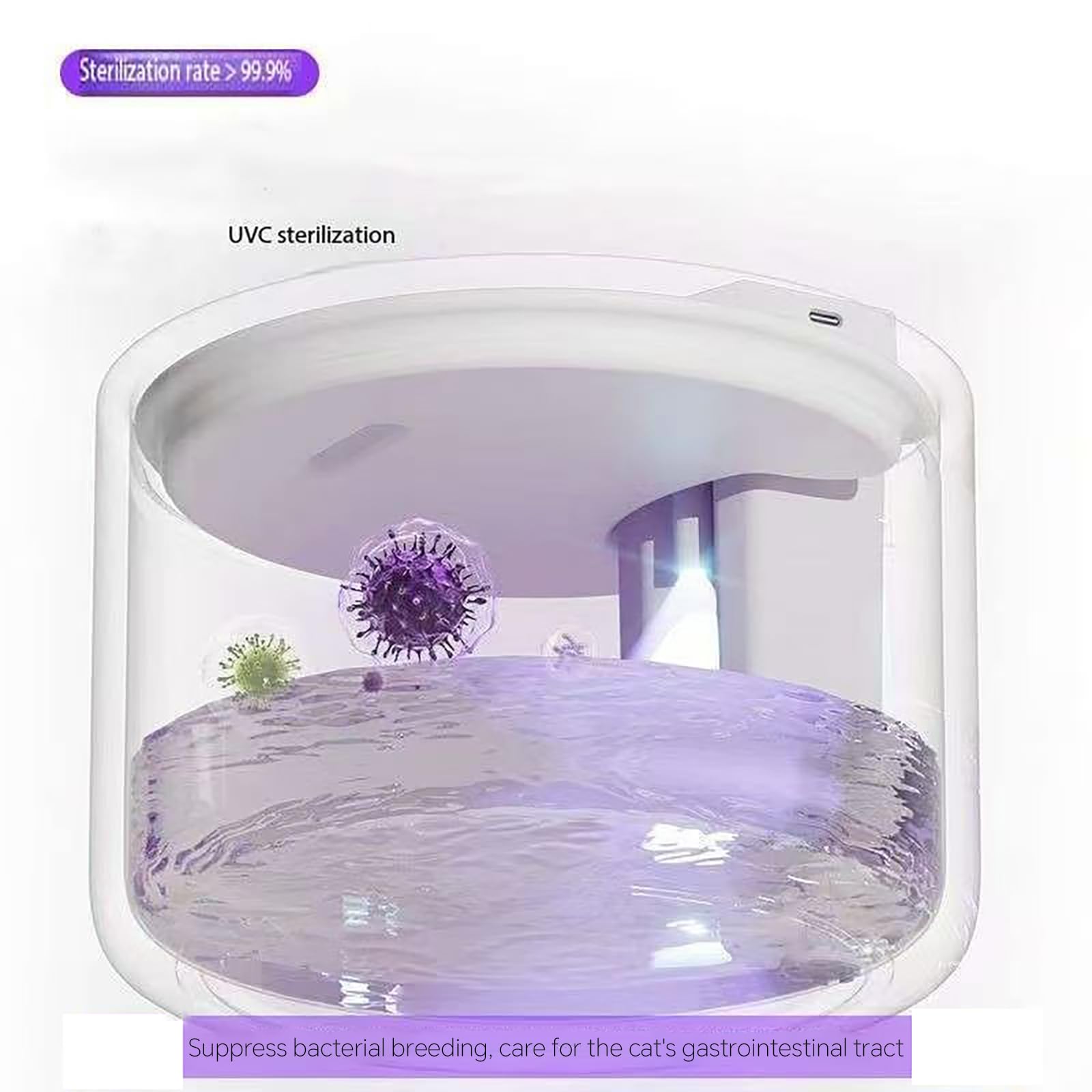 Fontana d'acqua per gatti in ceramica senza fili: dispenser automatico super silenzioso con sensore intelligente super silenzioso da 3 litri con batteria da 5000 mAh per cani con 7 filtri di ricambio