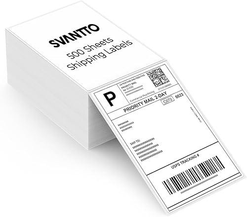 SVANTTO Etiquetas térmicas de 4 x 6, etiquetas de envío adhesivas fuertes y perforadas, etiquetas de impresora térmica para dirección de franqueo