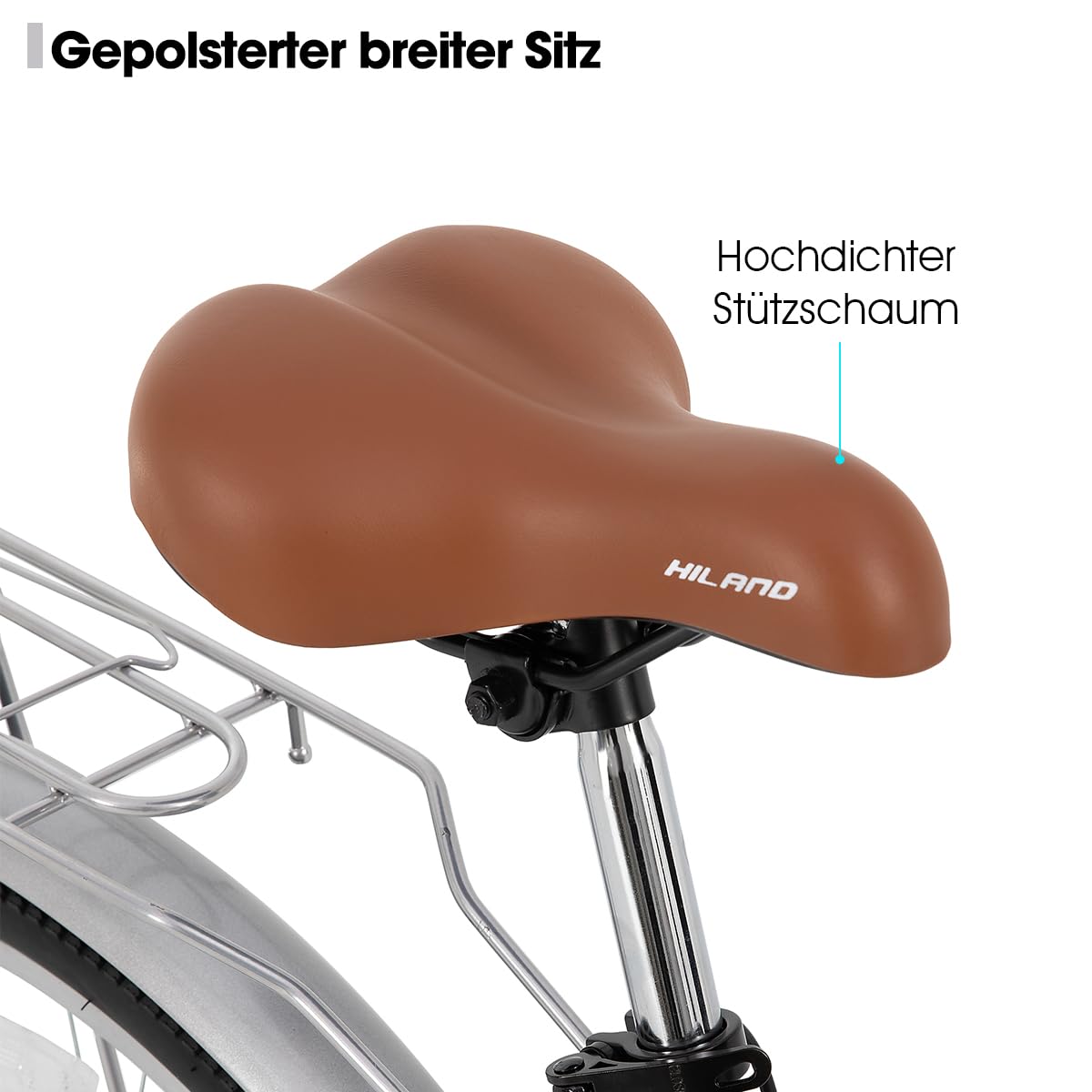 Hiland 26 Zoll Cityräder für Erwachsene, Step-Through Rahmen Damenfahrrad mit Gepäckträger&Korb, Herren und Damen 7 Gang-Schaltung Hollandfahrrad Citybike, City-Pendlerfahrrad für Männer