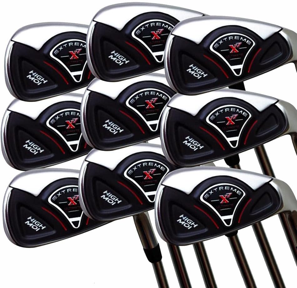 High MOI Short Senior Men's Complete 9-Piece Iron Set (3-SW) Right Handed Senior Flex A Flex Club (Short Men - 5' to 5'4") with Premium Men's Arthritic Grip
