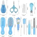 ERHETUS Stylish Manicure Grooming Kit for Kids | 10 in 1 Healthcare Accessories Set to Keep Infants & Toddlers Clean | Perfect Nursery Gift with Hair, Nail, Ear Grooming Tools for New Born Baby (BLUE) gallery image