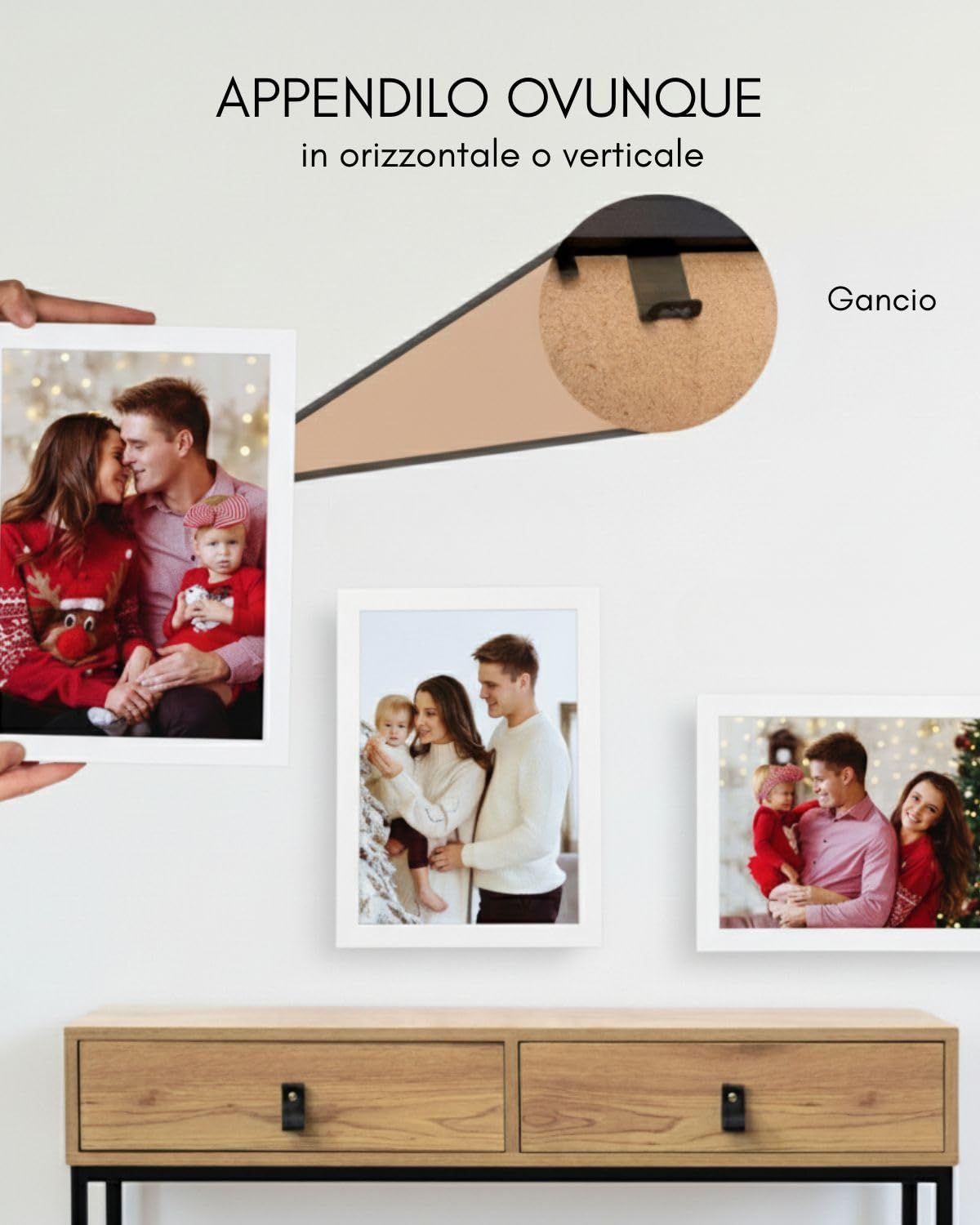 Cornice 30x40 - Legno Bianco - Parte Frontale Antiriflesso - Per Foto, Diplomi, Poster o Puzzle - Posizionamento Verticale o Orizzontale - Spessore 2 cm - Facile da Pulire