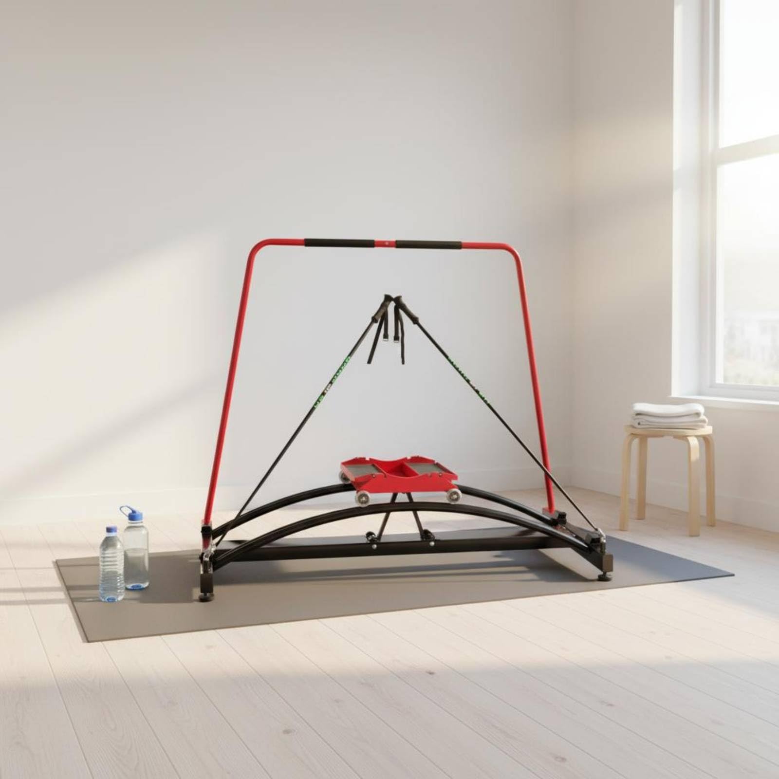 Simulador de Esquí Interior Máquina de Ejercicio Entrenador de Esquí Aparato de Fitness Equipo Deportivo con Soporte Vertical y Rieles Curvos con