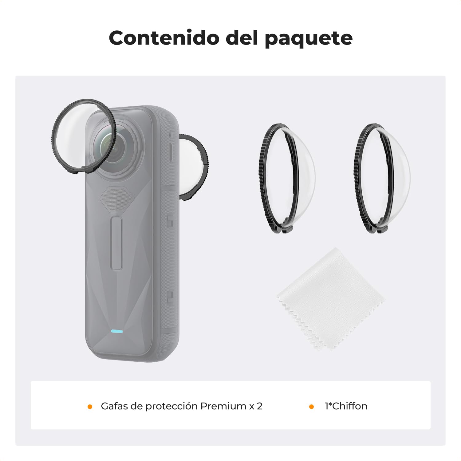 K&F Concept Premium Lentes Protectores Compatible con Insta360 X5, Alta Transparencia de Cristal Óptico Templado Protector de Lente, Multi-Coated Anti-Scratch Cap Kit de Reemplazo para Insta 360 x5