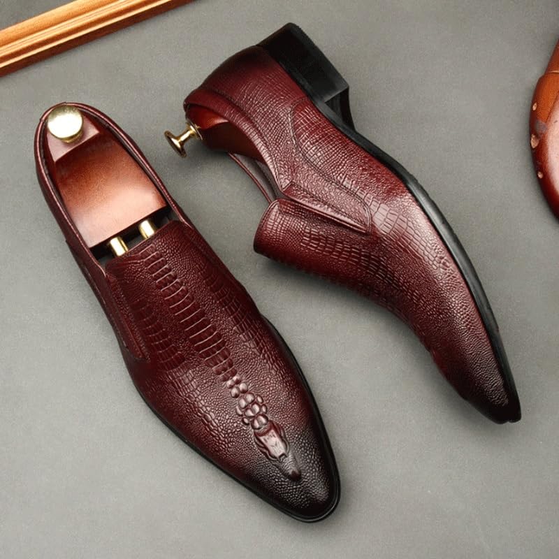 Men's Alligator Crocodile Print Oxfords Fashion Dress Shoes Breathable Lace Up Shoes for Business Office Wear Genuine Cowhide Leather3