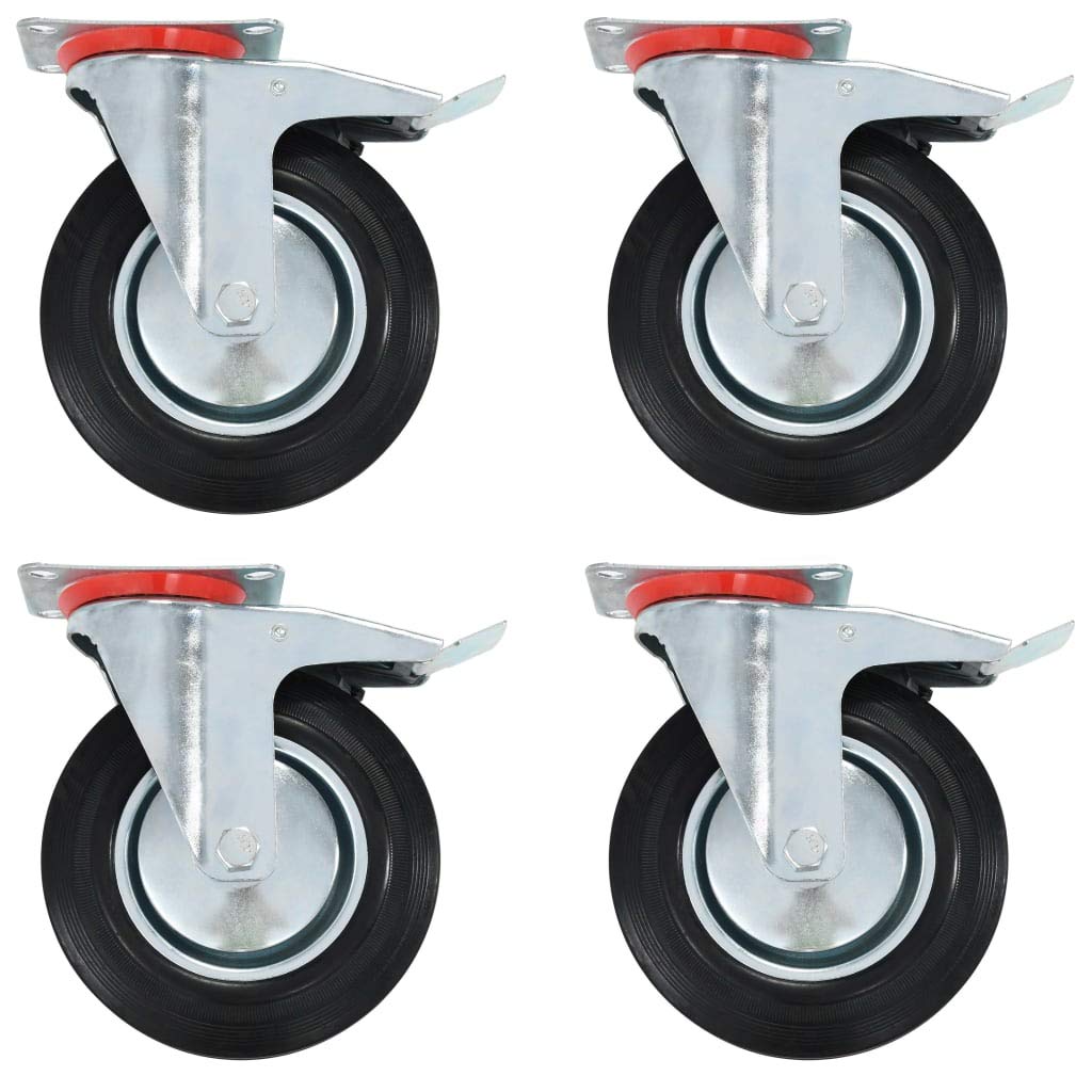 vidaXL 8x Ruedas Giratorias con Frenos Dobles Materiales Muebles Bancos Trabajo Carritos Estanterías Resistencia Golpes Suaves con Diámetro de 200mm
