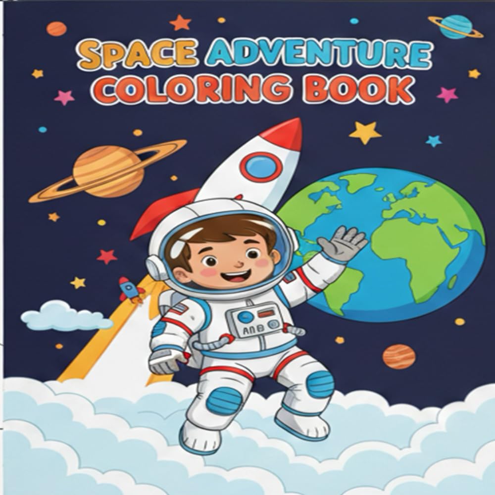 Space Adventure Coloring Book For Kids: 12 Fun Pages of Astronauts, Rockets, Planets, and Aliens for Kids Ages 4-8