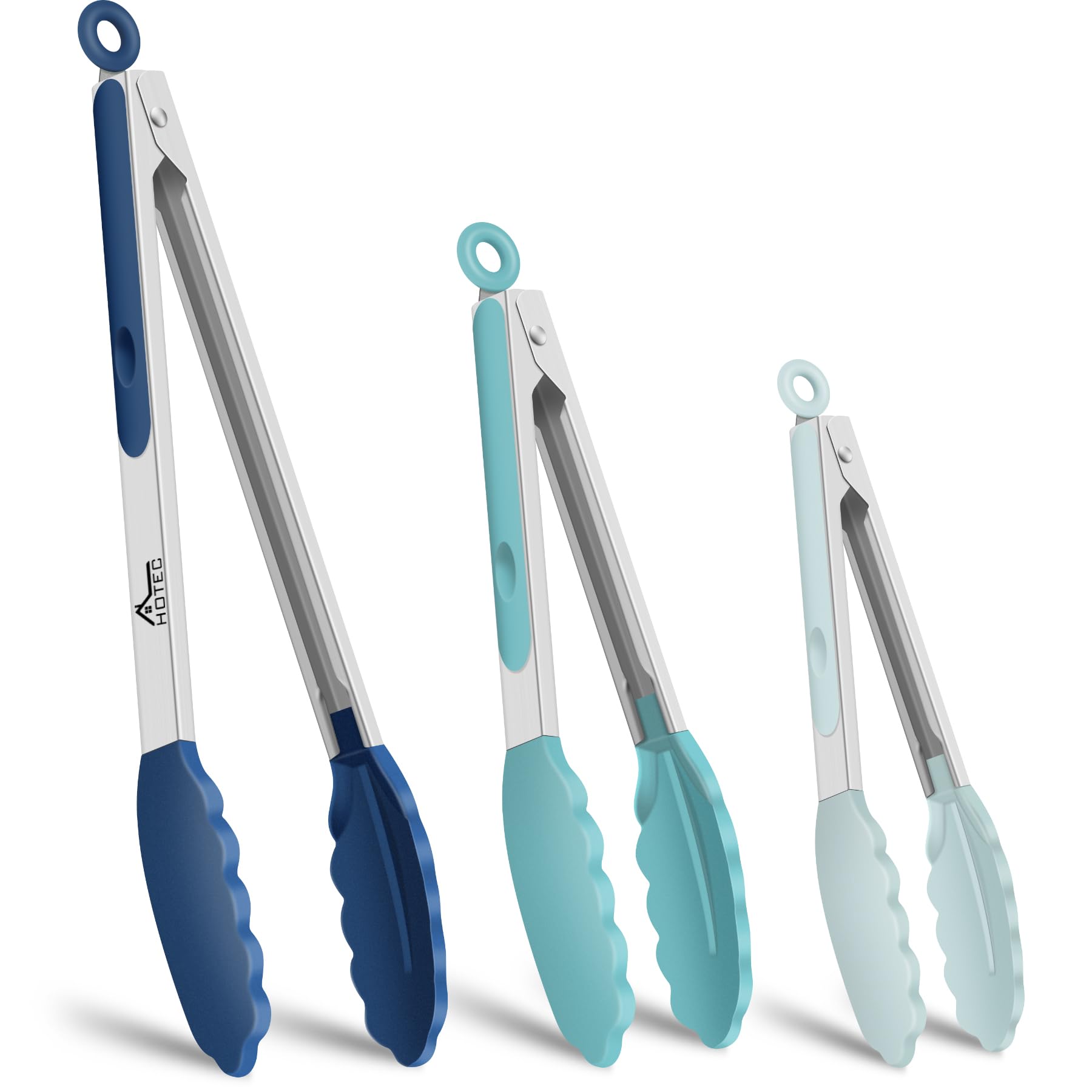 HOTEC Premium Stainless Steel Locking Kitchen Tongs (3-pack)