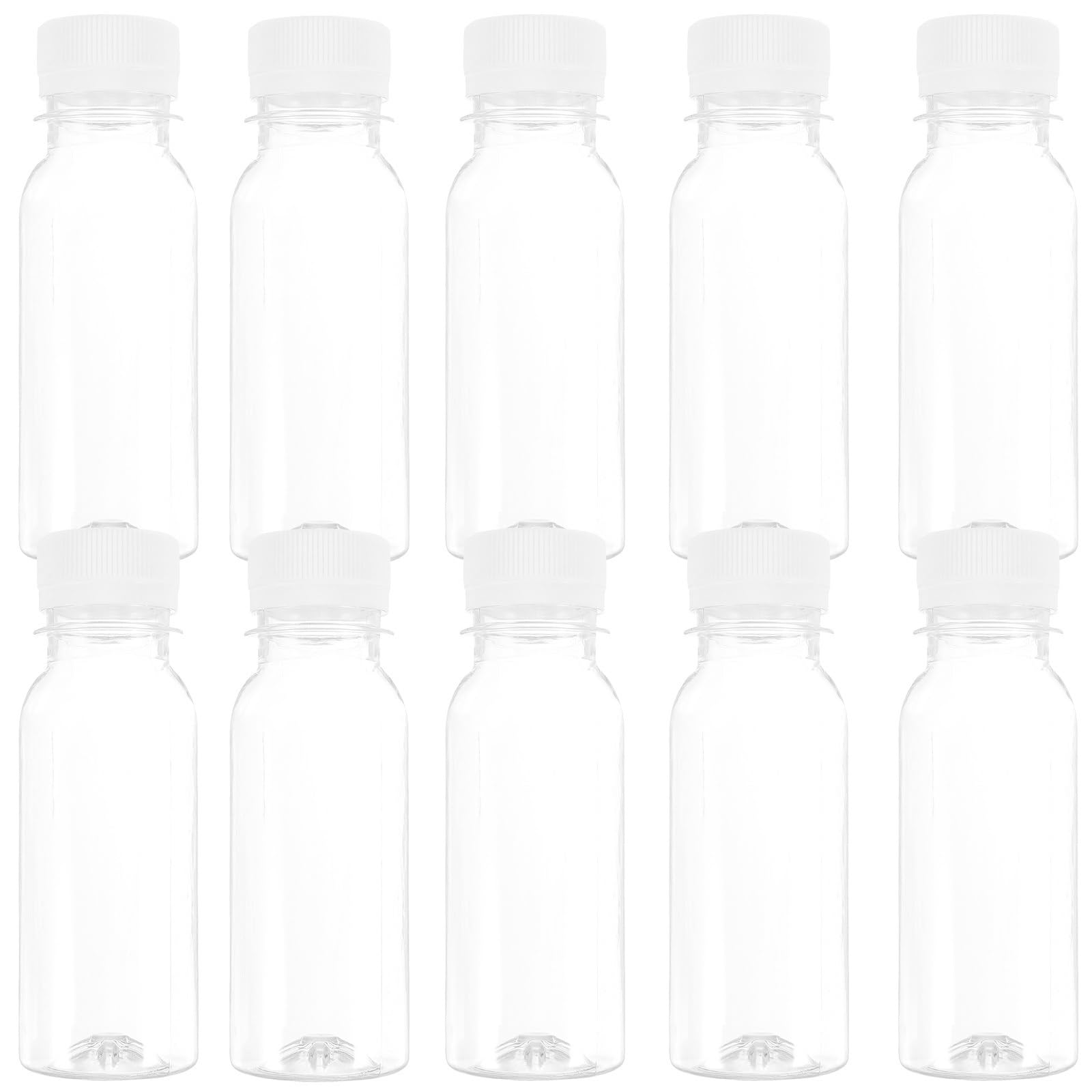 EnxJire Plastic Juice Bottles 10pcs 100ml Plastic Bottle With Lids Leakproof Milk Juice Cup Reusable Beverage Container For Weddings Party Supplies for Kitchen(10pcs)