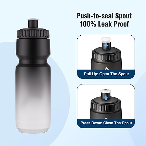 Miniatura 5 de Botella de agua exprimible de 32 onzas, paquete de 2 botellas de agua para bicicleta, a prueba de fugas, 33.8 fl oz sin BPA, para todos los