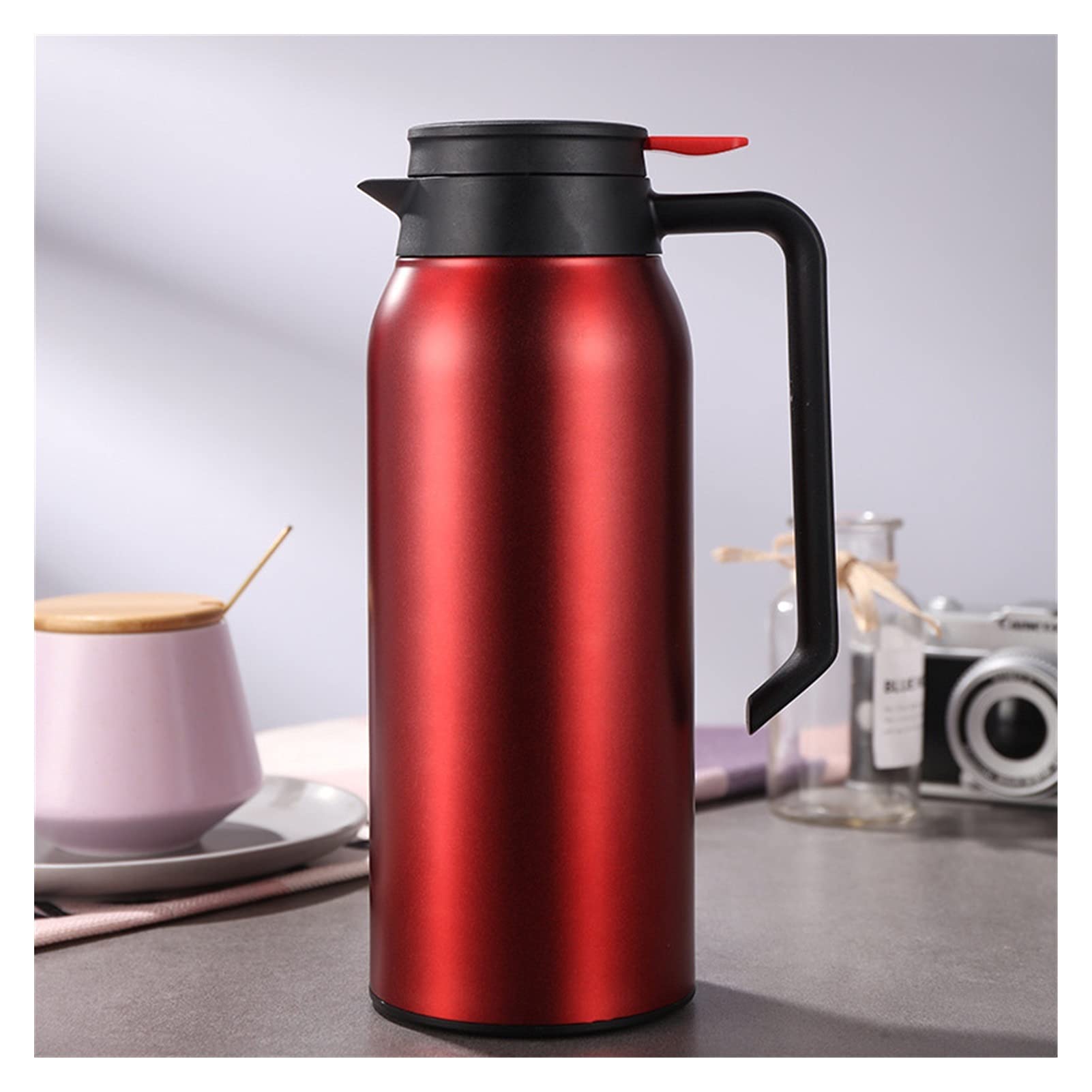 Termiczna karafka pojemnik izolacyjny 1500 ml stal nierdzewna termiczne karafki do kawy podwójna ścianka izolowany próżniowy termos do kawy herbata butelka na wodę termiczna karafka na kawę (kolor: czerwony)