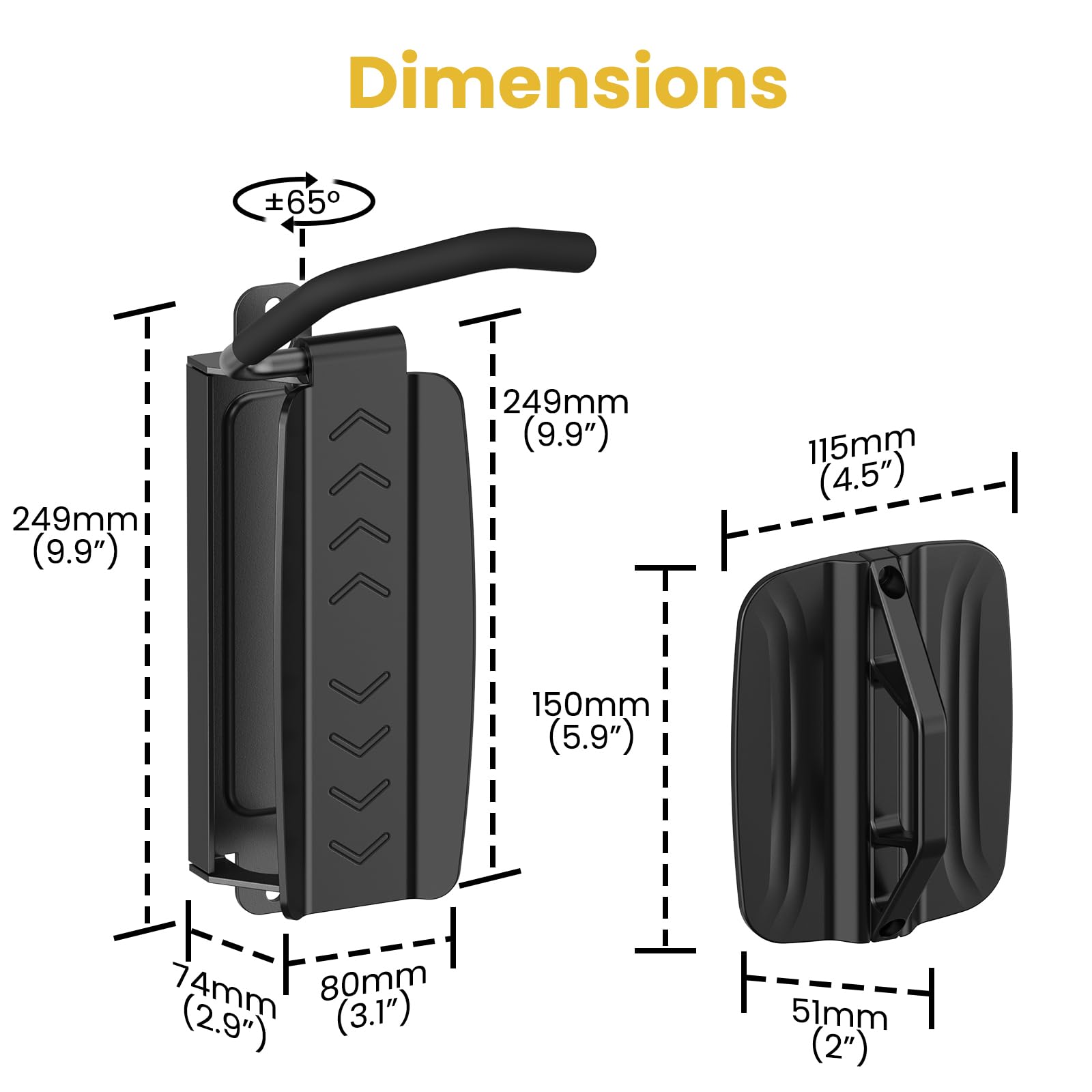 PUTORSEN Support Mural pour Vélo Vertical Pivotant - Porte Vélo Mural pour Les Garages et L'intérieur,Gain de Place et Facile à Suspendre Crochet Vélo Mural,Capacité de Charge 35kg（2 pcs.）