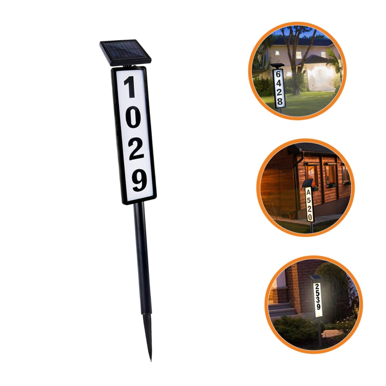 HOMSFOU Lampada Civico Solare Nero in Plastica, Illuminazione Esterna per Giardino e Cortile, Display Indirizzo