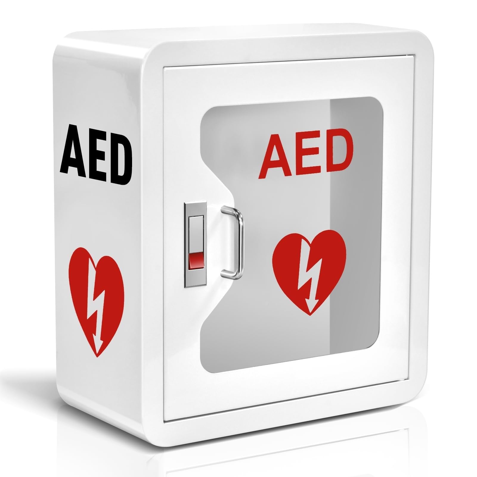 Defibrillatore DAE, da parete, con chiusura a scatto e finestra trasparente per accesso di emergenza