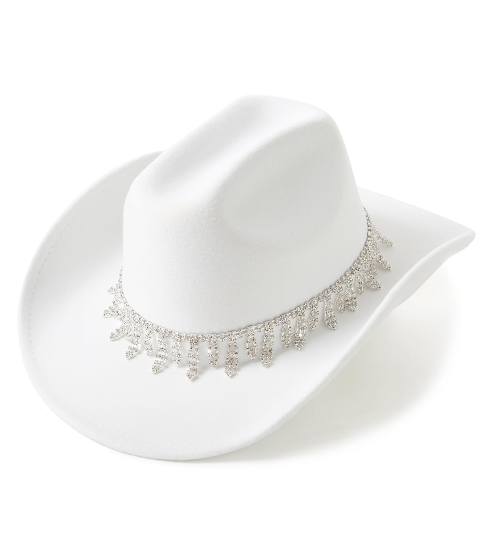 Lisianthus Glitter Rhinestone White Cowgirl Hat Shiny Western Cowboy Hat