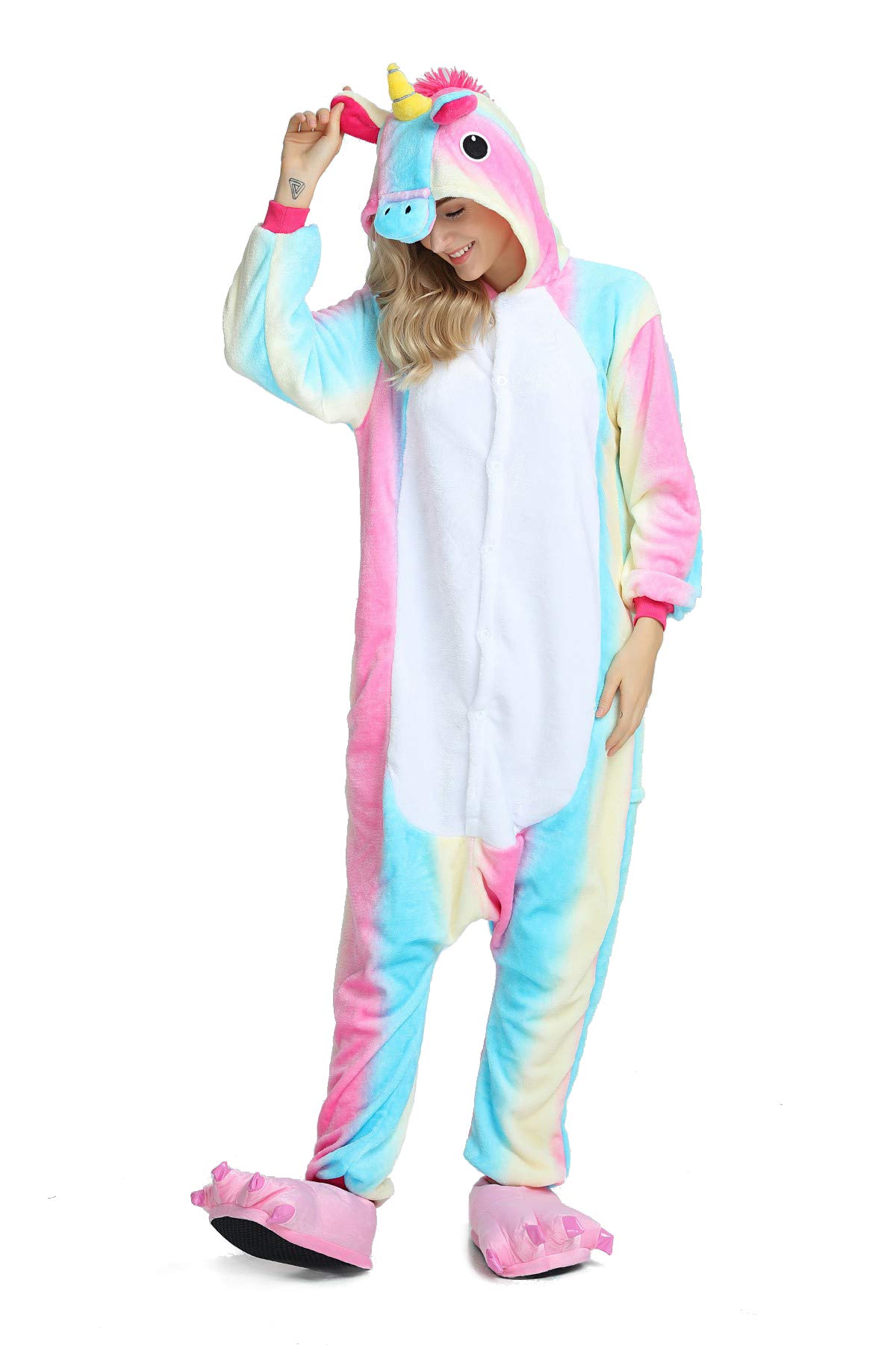 Unicorno Pigiama Kigurumi Animal Cartone Cosplay Carnival Costume OnesieTute Animato Costumi Pigiameria Regalo di Compleanno Festa Halloween Natale