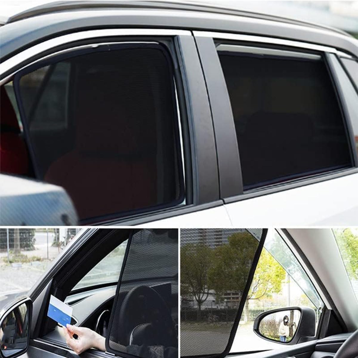Parasole per Finestrini Laterali Compatibili con Mazda Mazda 2 Hatchback 2007-2013 | Tende elastiche in mesh bloccante sole protezione uv scudo termico
