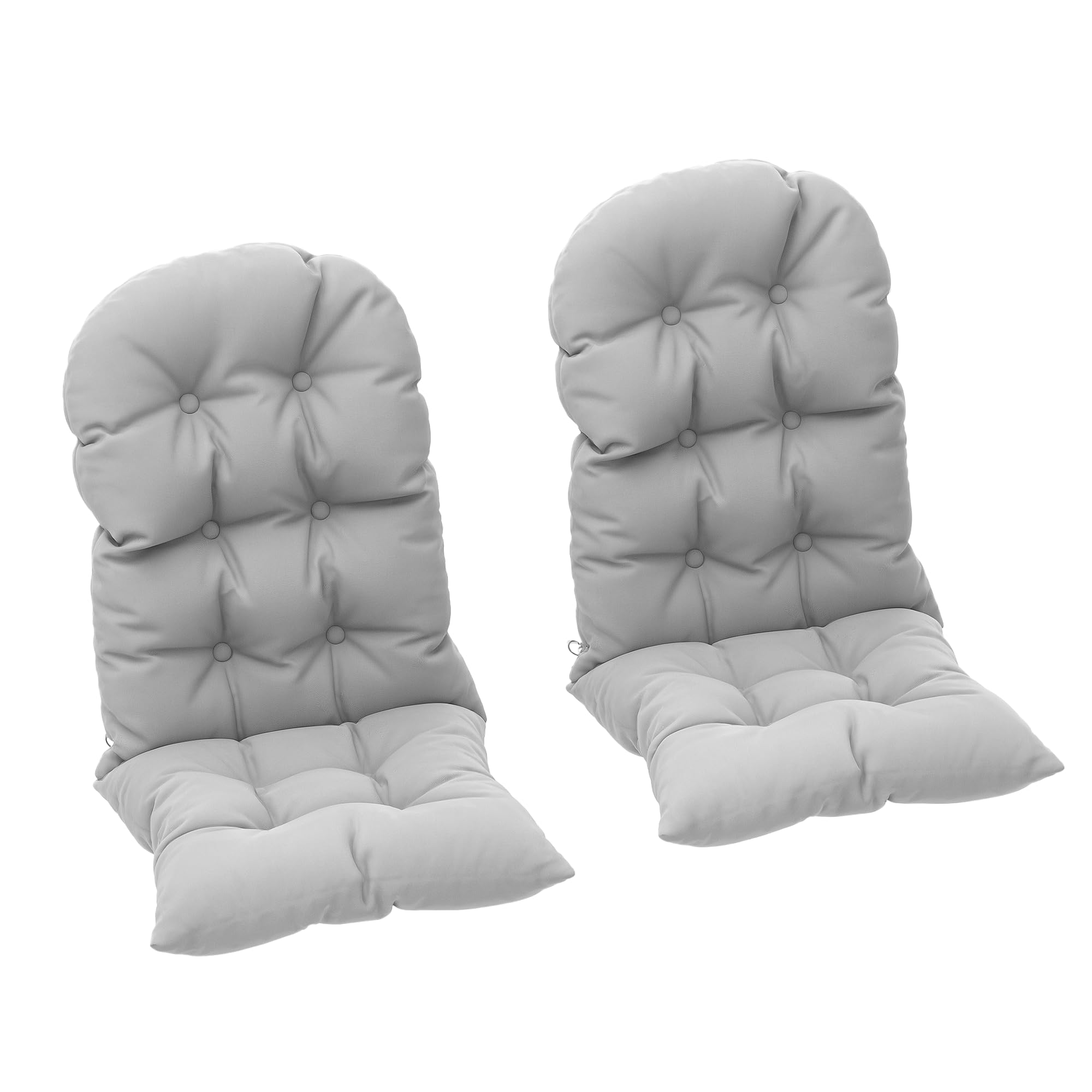 Outsunny Lot de 2 Coussins de Siège pour Chaise Adirondack avec Attaches Sécurisées, Coussin de Chaise Adirondack Design Capitonné, Coussin de Chaise à Aossier Haut Doux et Épais, Gris Clair