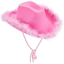 Women Men Western Cowboy Hat Furry Sequin Light Up Stars Tassels Cowboy Party Hat Classic Western Cowboy Cap