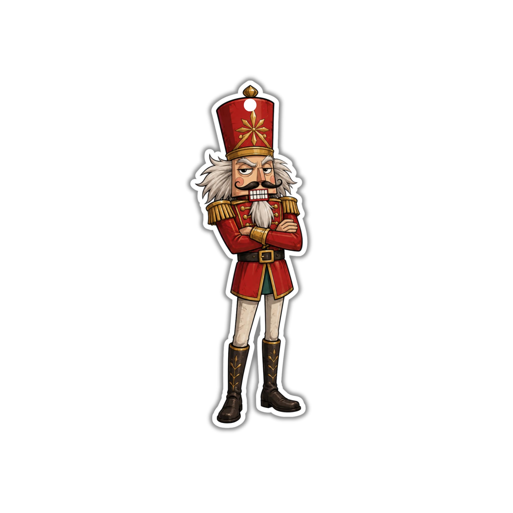 Pack of 6 Funny Christmas Gift Tags, Unique Novelty Joke Die Cut Gift Tags for Adults with Silver String - Cute Nutcracker Standing Posing