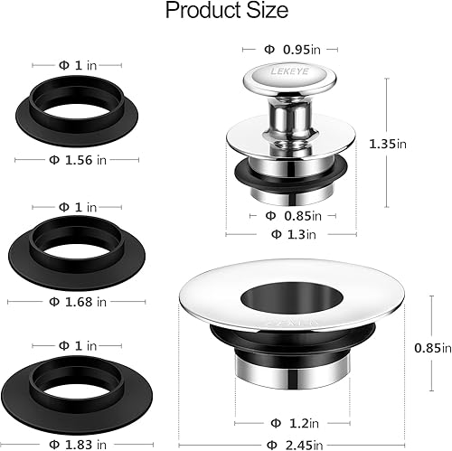Miniatura 2 de LEKEYE Tapón de bañera  Tapón de fregadero  Tapón de drenaje  para desagües de bañera y baño, 1 paquete