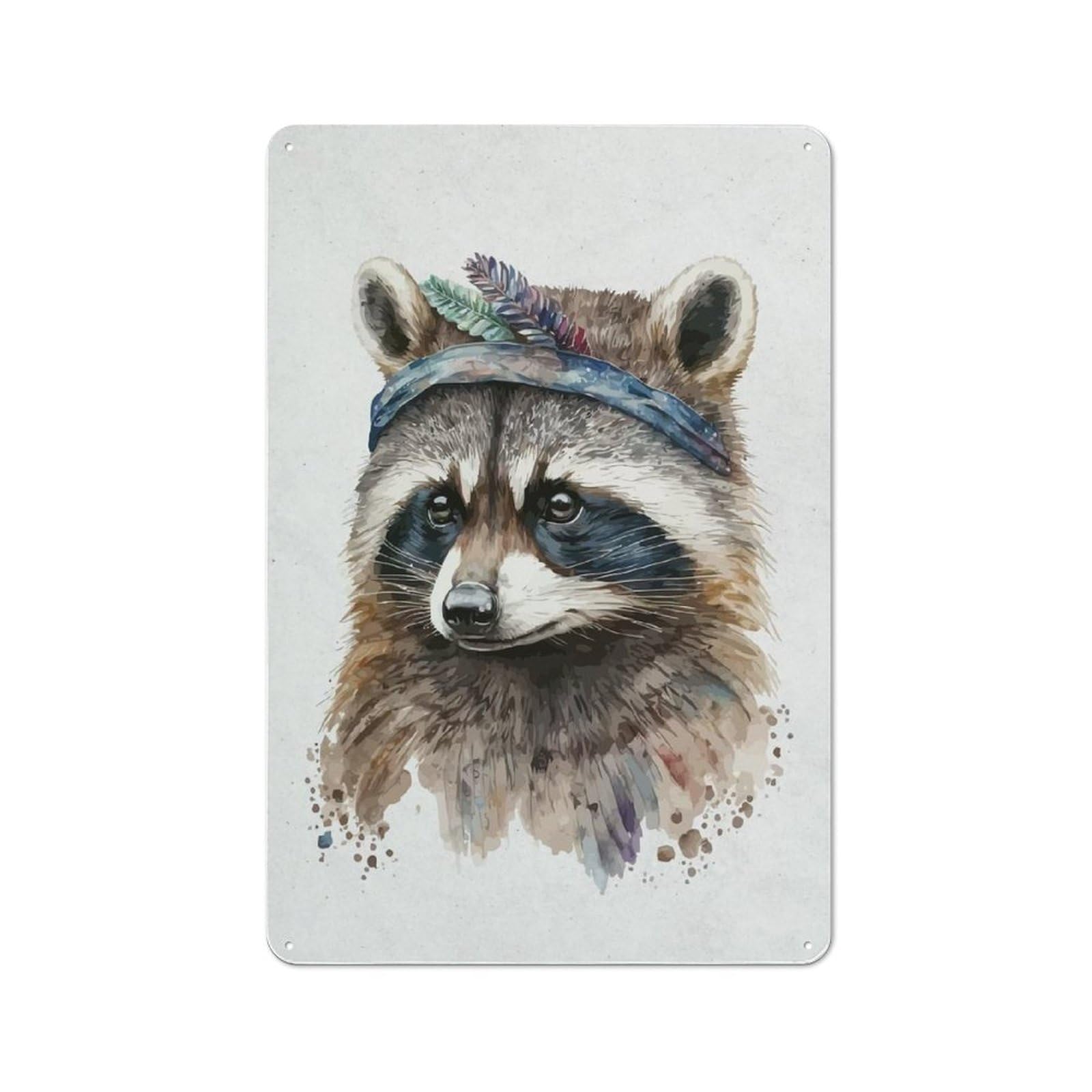 Metal Wall Sign 30x20cm Featuring Watercolor Animal for Workshop Wall, for Room Styling Across Workshops And Hobby Rooms